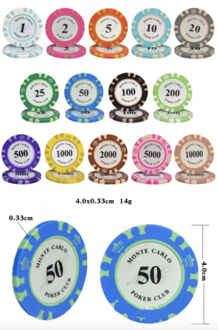 Wholesale Premium Numbered Poker Chips for Card Couple Board Game Texas Hold'em Card Club or Late Night Poker Games Chips