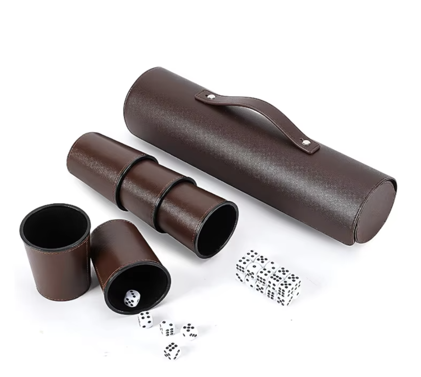  Wholesale 5pcs/SET Casino KTV Bar Party Custom Poker Playing Cards PU Leather Dice Cup Set Shaker Cup With Inside Velvet